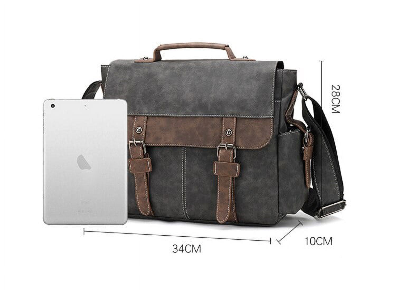 Men's Vintage Designer Briefcase PU Leather Tote Business Office Man Messenger Bag Casual Solid Computer Laptop Handbag - Image 5