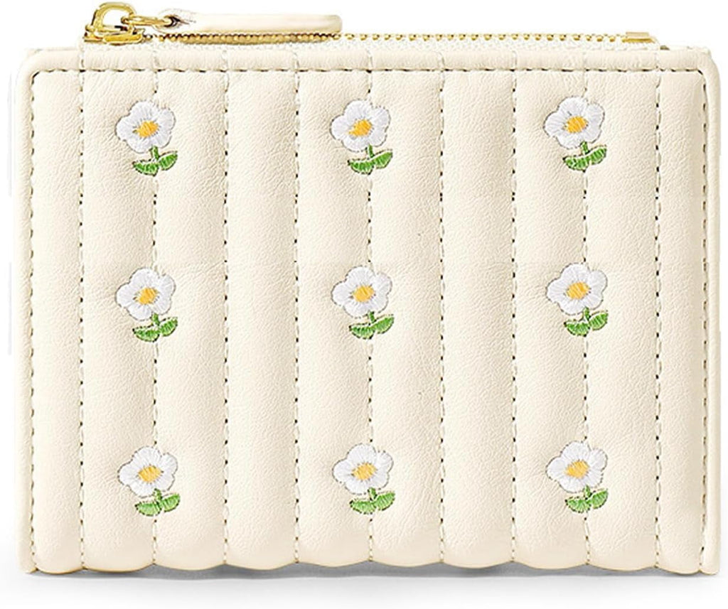 1Pack Small Wallet for Women， Cute RFID Blocking PU Leather Card Holder for Girls Flower， Coin Cash Purse ，Slim Short... - Image 2