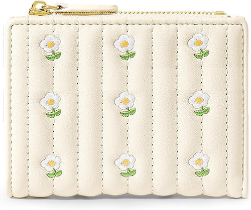 1Pack Small Wallet for Women， Cute RFID Blocking PU Leather Card Holder for Girls Flower， Coin Cash Purse ，Slim Short... - Image 2