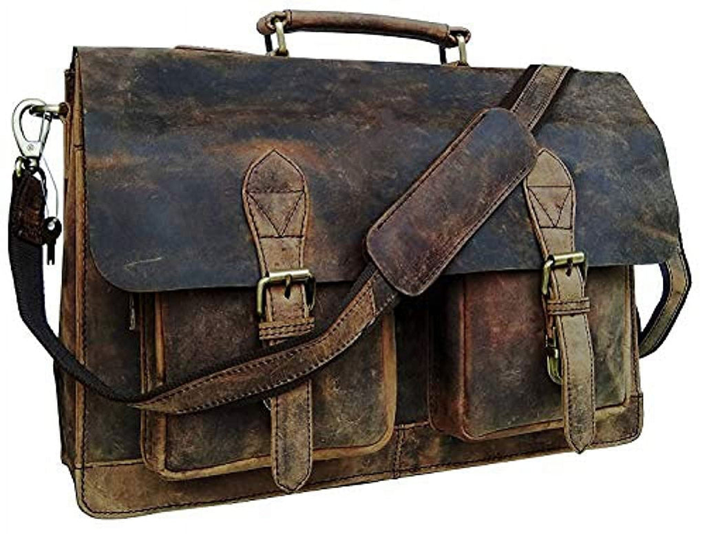 Cuero Retro Buffalo Hunter Leather Laptop Messenger Bag Office Briefcase Travel Bag (Rich Brown) 18 inch X 13 inch X ... - Image 4