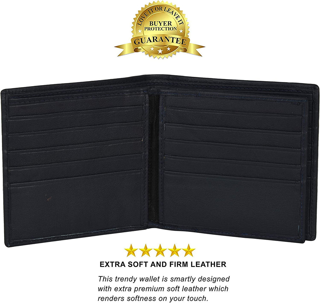 Men's Bifold Leather Hipster wallet with middle flap - 16 credit card slots - Image 2