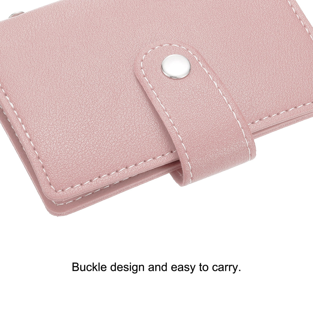 Credit Card Holder, 1 Pack Slim Wallet Leather Purse Business Cards Protector with 26 Card Slots, Pink - Image 4