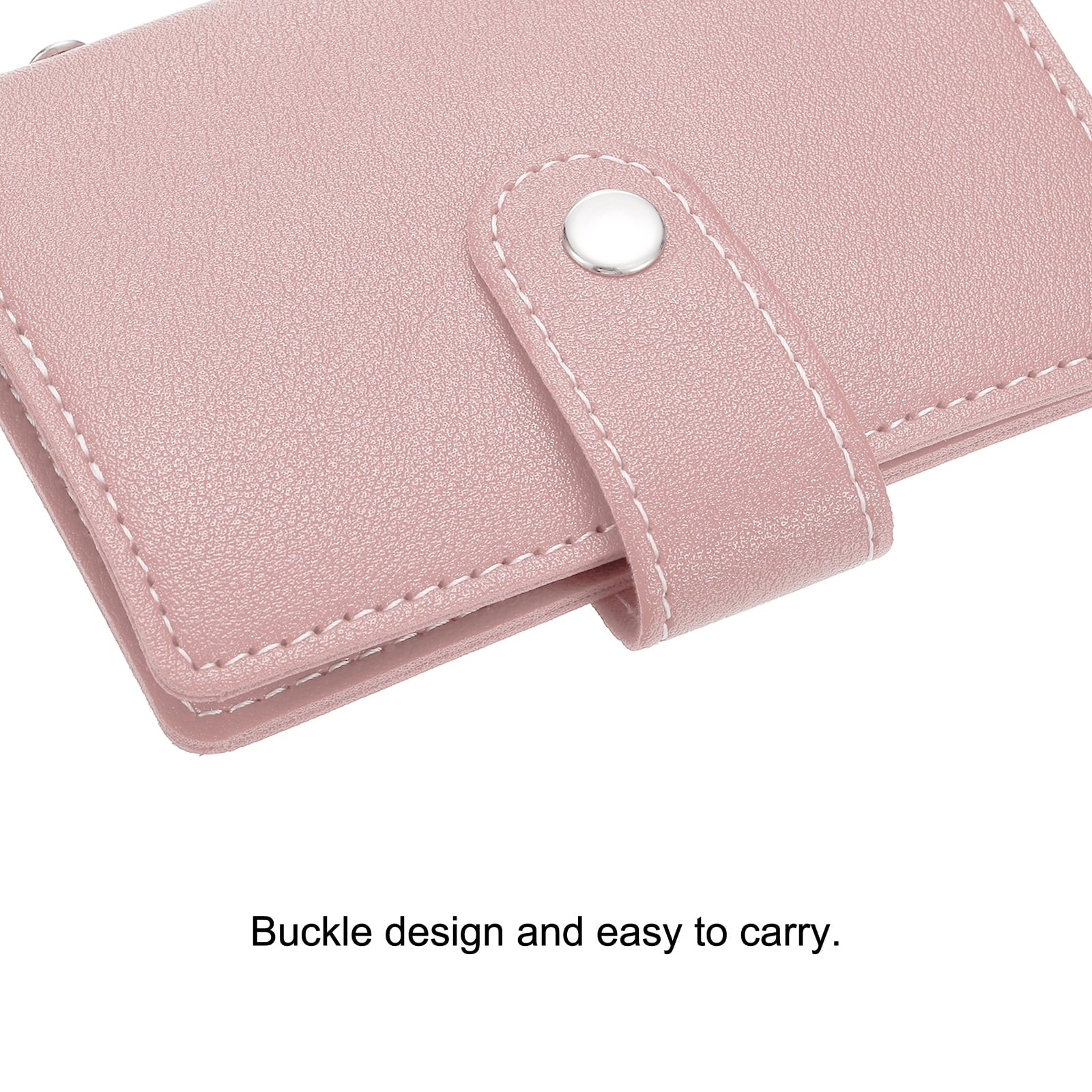 Credit Card Holder, 1 Pack Slim Wallet Leather Purse Business Cards Protector with 26 Card Slots, Pink - Image 4
