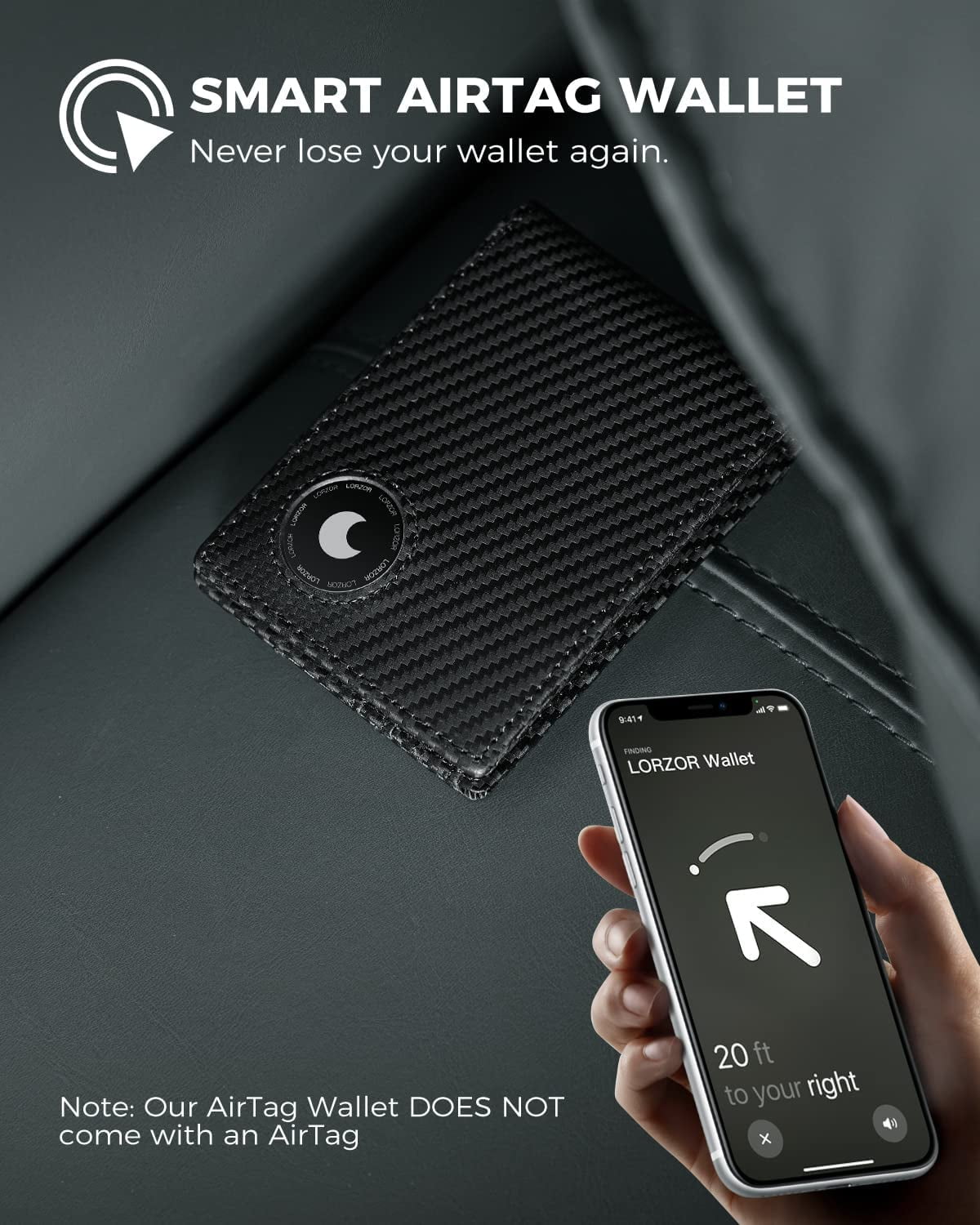 Airtag Wallet, Full Grain Leather Minimalist Mens Wallet for Airtag, Bifold RFID Blocking Airtag Wallet for Apple Airtag Holder, with ID Win - Image 2