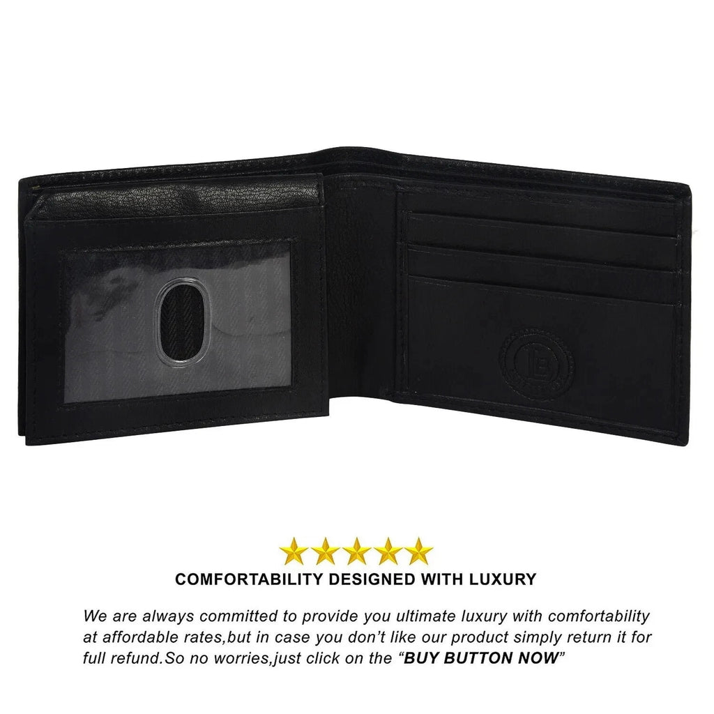 Genuine Leather Minimalist Bifold Wallets For Men RFID Blocking Slim Mens Wallet - Image 3