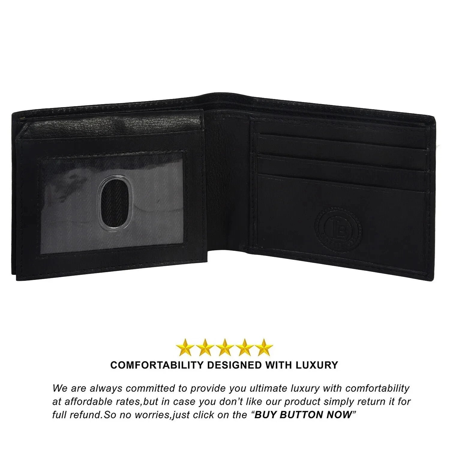 Genuine Leather Minimalist Bifold Wallets For Men RFID Blocking Slim Mens Wallet - Image 3