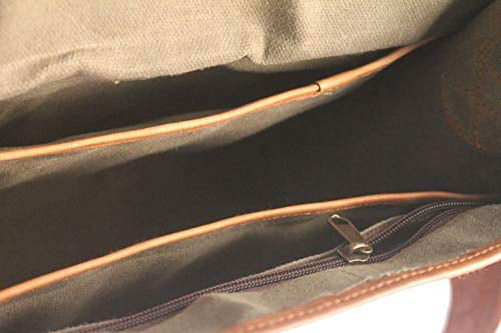 Leather Unisex Real Leather Messenger Bag for Laptop Briefcase Satchel ... - Image 3