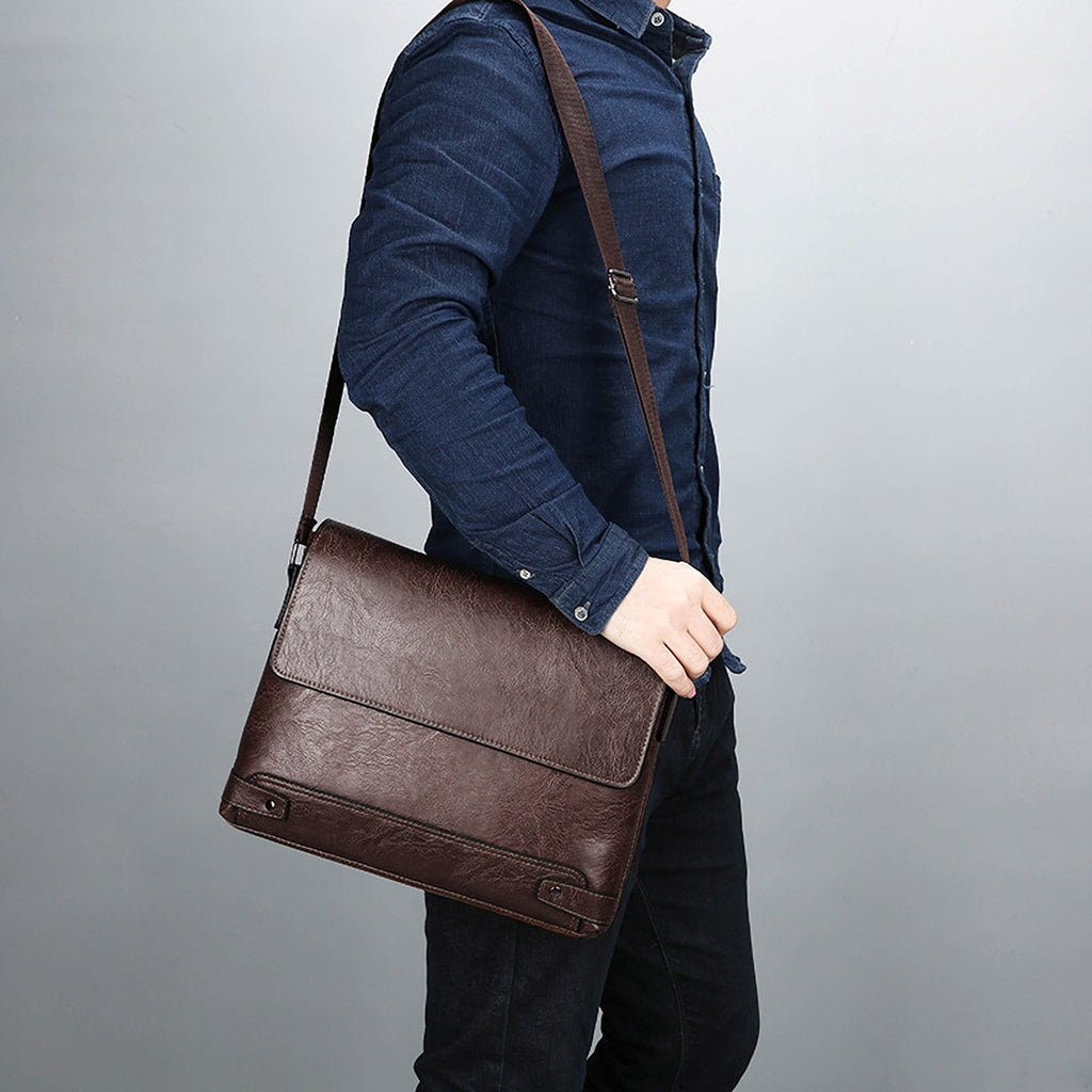 Artificial Leather Laptop 12.99 Inch Vintage Briefcase for Men Waterproof Satchel Shoulder for Work Office Business C... - Image 6