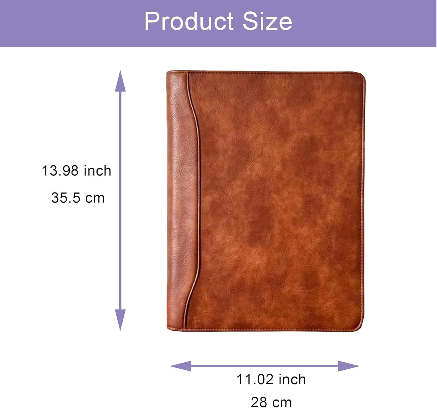 3 Vegan Leather Portfolio, Zippered Portfolio for Men, Letter Size Organizer Folder Padfolio A4 Document Bag for 13.3... - Image 2