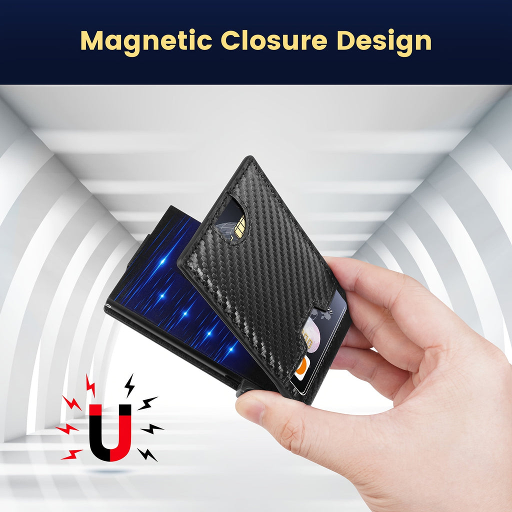 Minimalist Wallet For Men - With Money Clip Slim Leather Slots Credit Card Holder RFID Blocking Bifold Carbon Fiber W... - Image 5