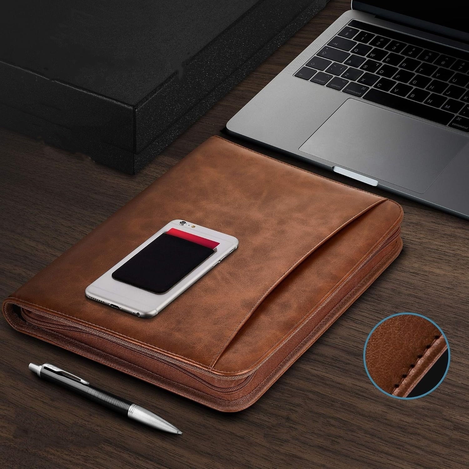 Padfolio/Portfolio Pad Holder-Business PU Notepad Folder for Resumes, Interviews, iPad/Tablet, Phone, Legal Pad Noteb... - Image 3