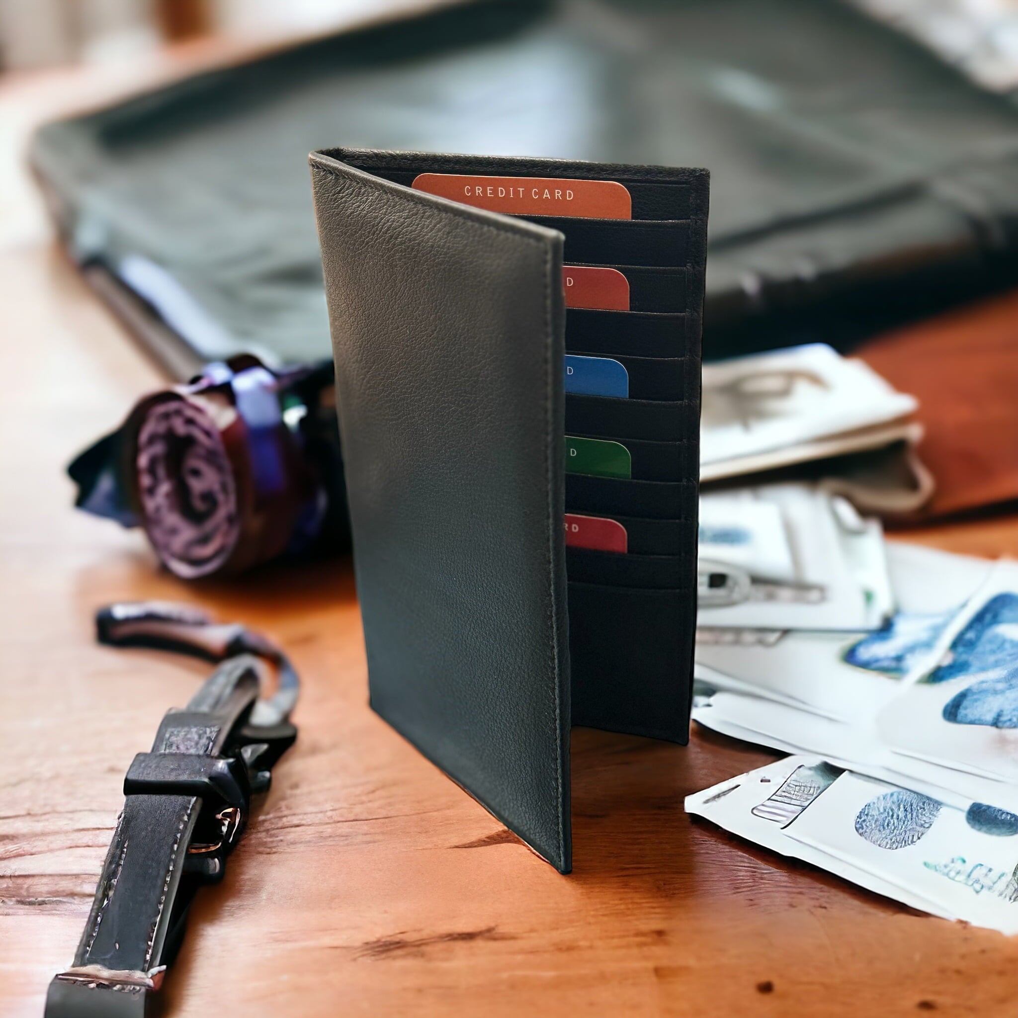 Premium Unisex Leather Long Card Holder Wallet: Stylish, Slim Design with Multiple Card Slots and Bill Compartments - Image 3