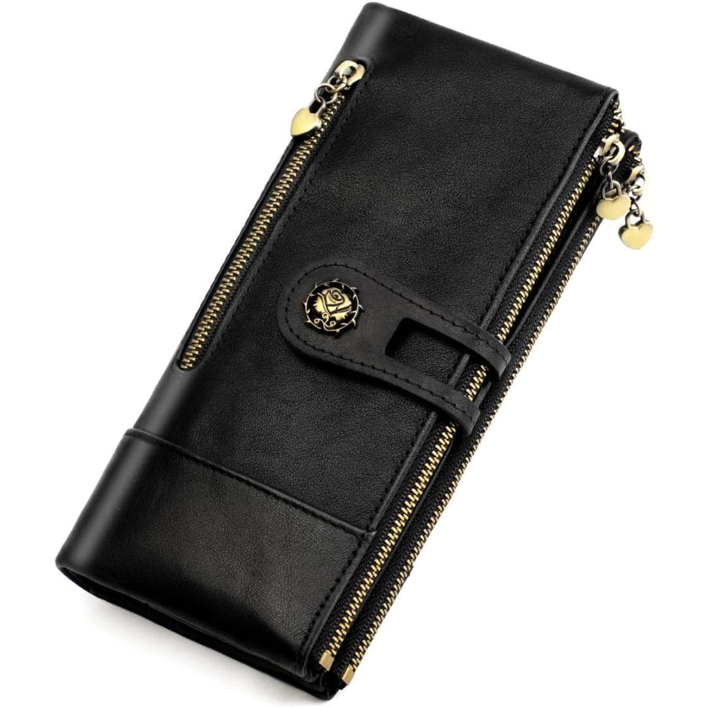 Women's RFID Blocking Wallet Soft Leather Clutch Money Ladies Purse Slim Card Holder Organizer Zip Pocket (Blue) - Image 5