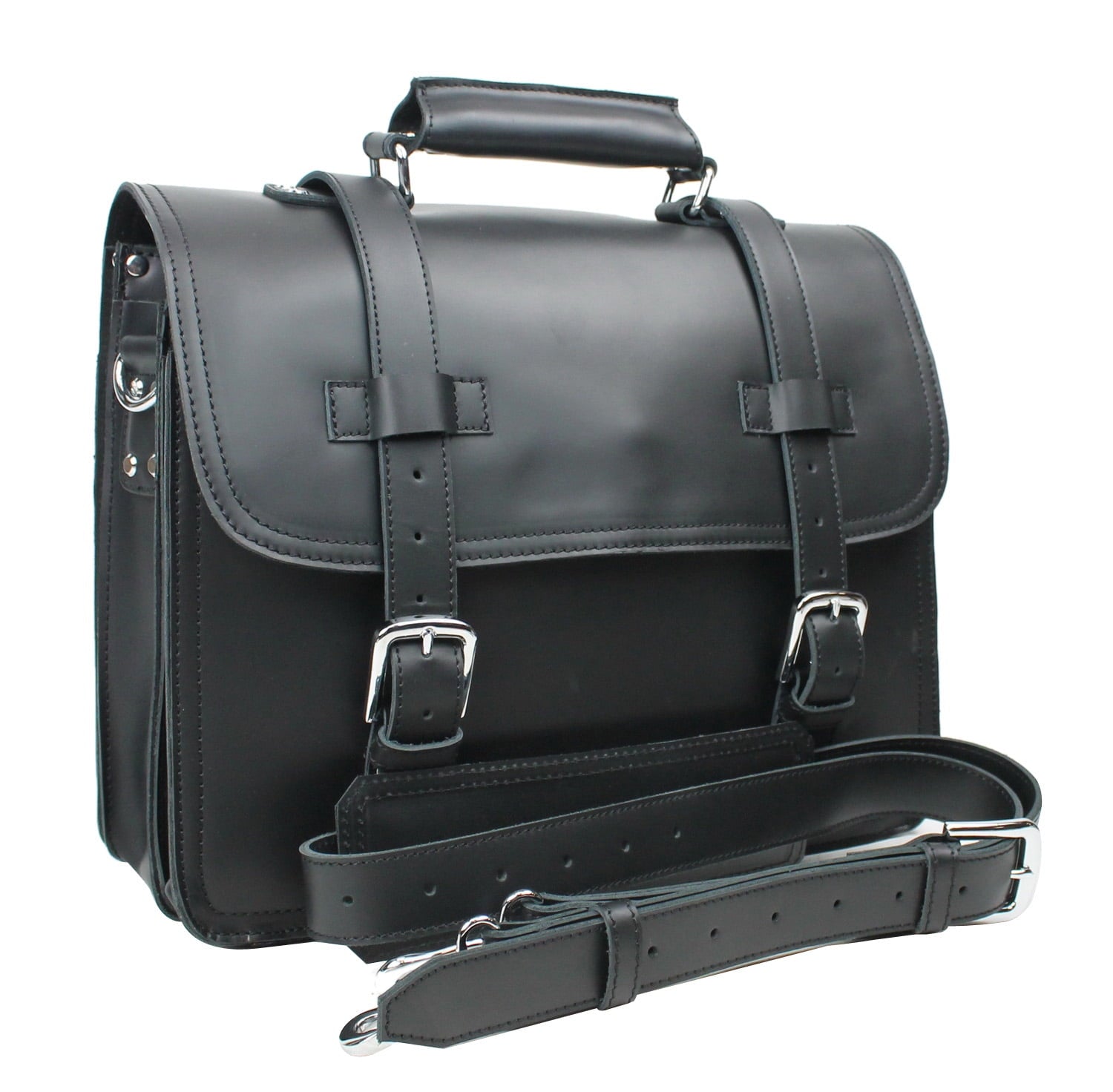 16 3-tier Pro Leather Briefcase L63.BLK