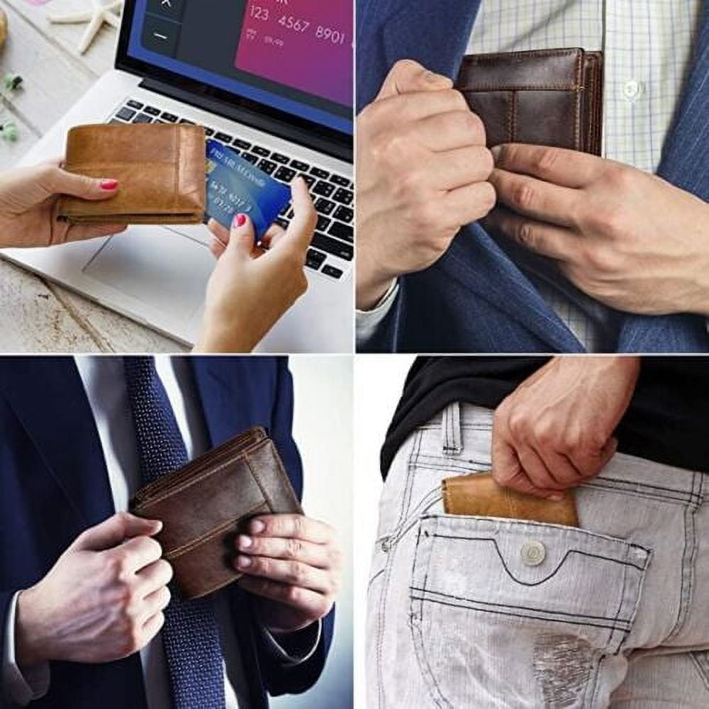 Genuine Leather Minimalist Bifold Wallets For Men RFID Blocking Slim Mens Wallet - Image 2