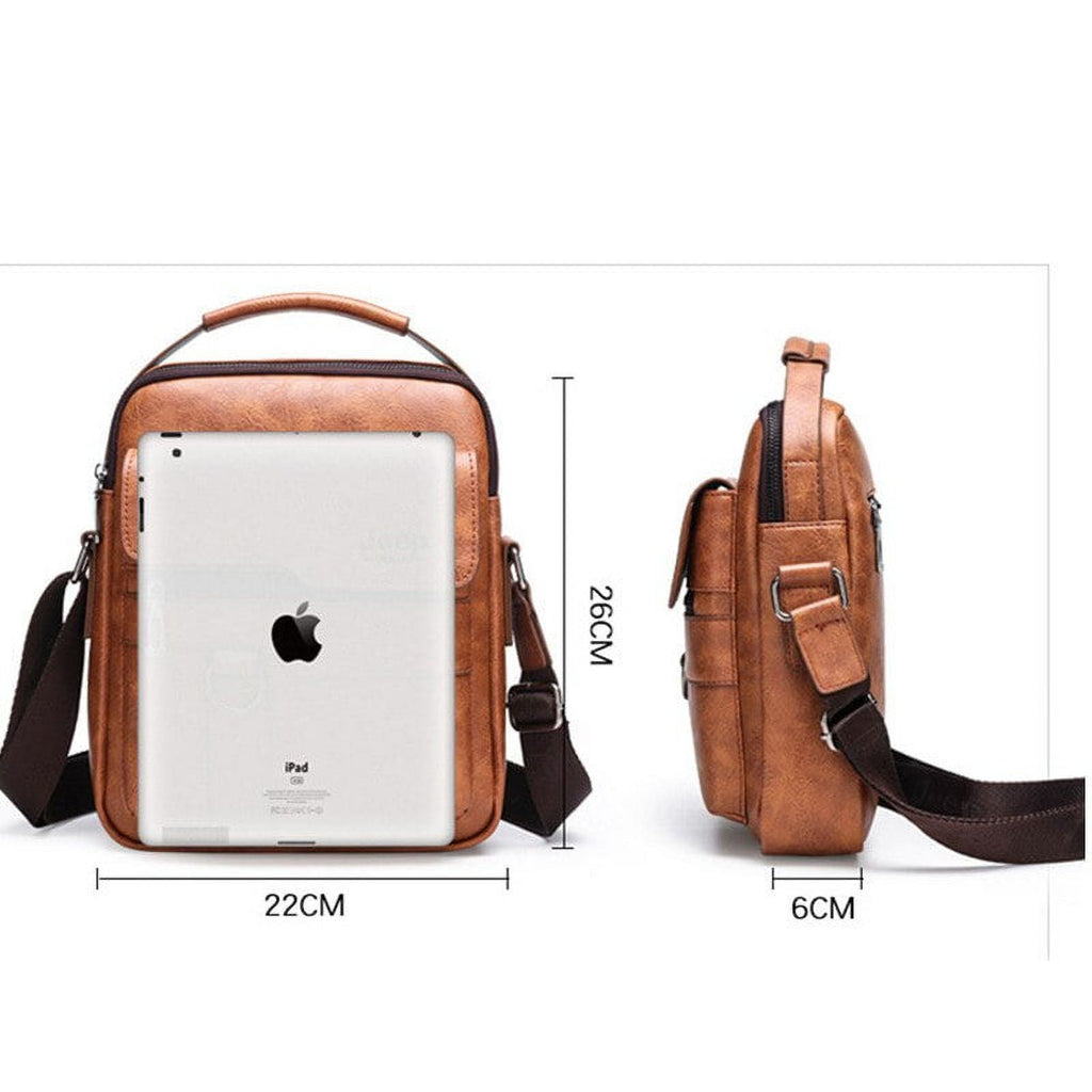 Men Leather Shoulder Bags Man Business Crossbody Bags For IPAD Air Mini Male Leather Handbag Small Briefcase Men's Messenger Bag - Image 4