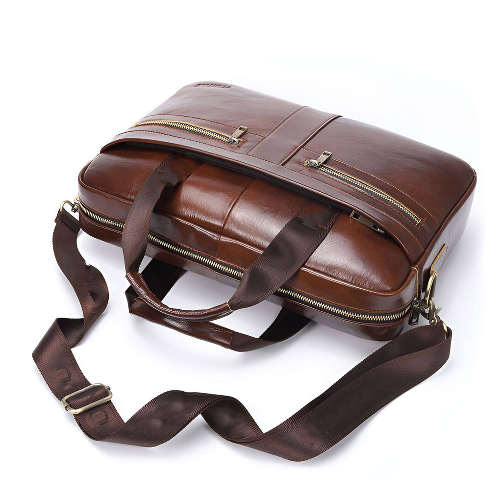 for Men,High-End Texture Leather Laptop Bag for Men,Three Carrying Options Leather Briefcase for Men,Black - Image 5