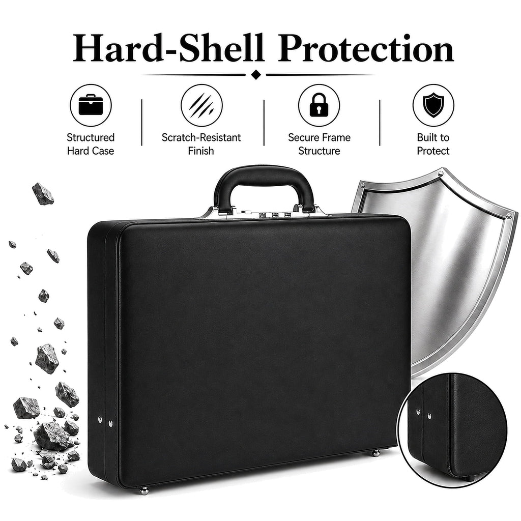 for Men, Professional Leather Briefcase with Lock, Hard Shell Business Brief Case, Attache Case for 15.6" Laptop, Men... - Image 6