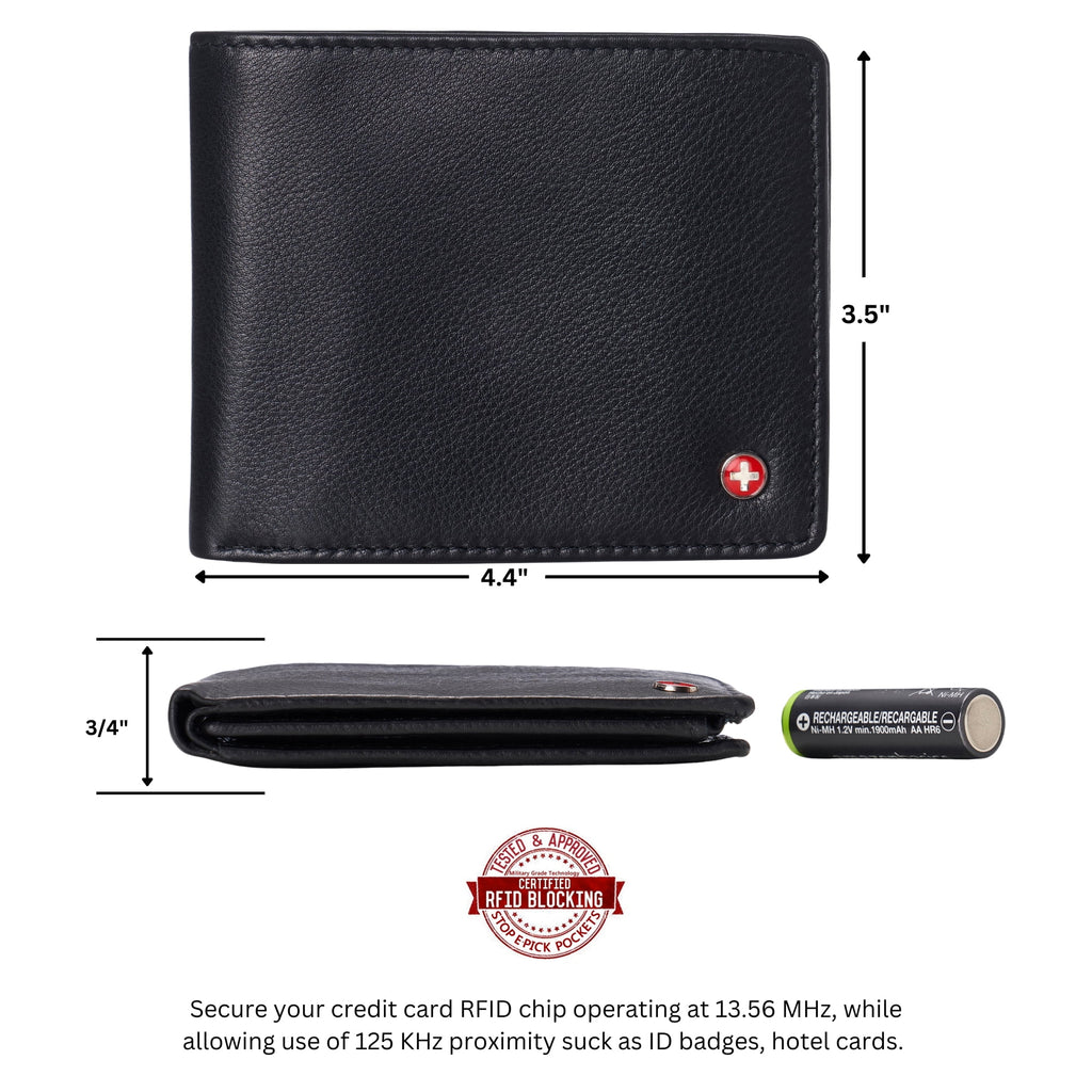 Mens Wallet for Men RFID Protected Leather Mens Wallet Spencer Bifold Divided Bill Section Gift Box 2 ID Windows 14 C... - Image 3
