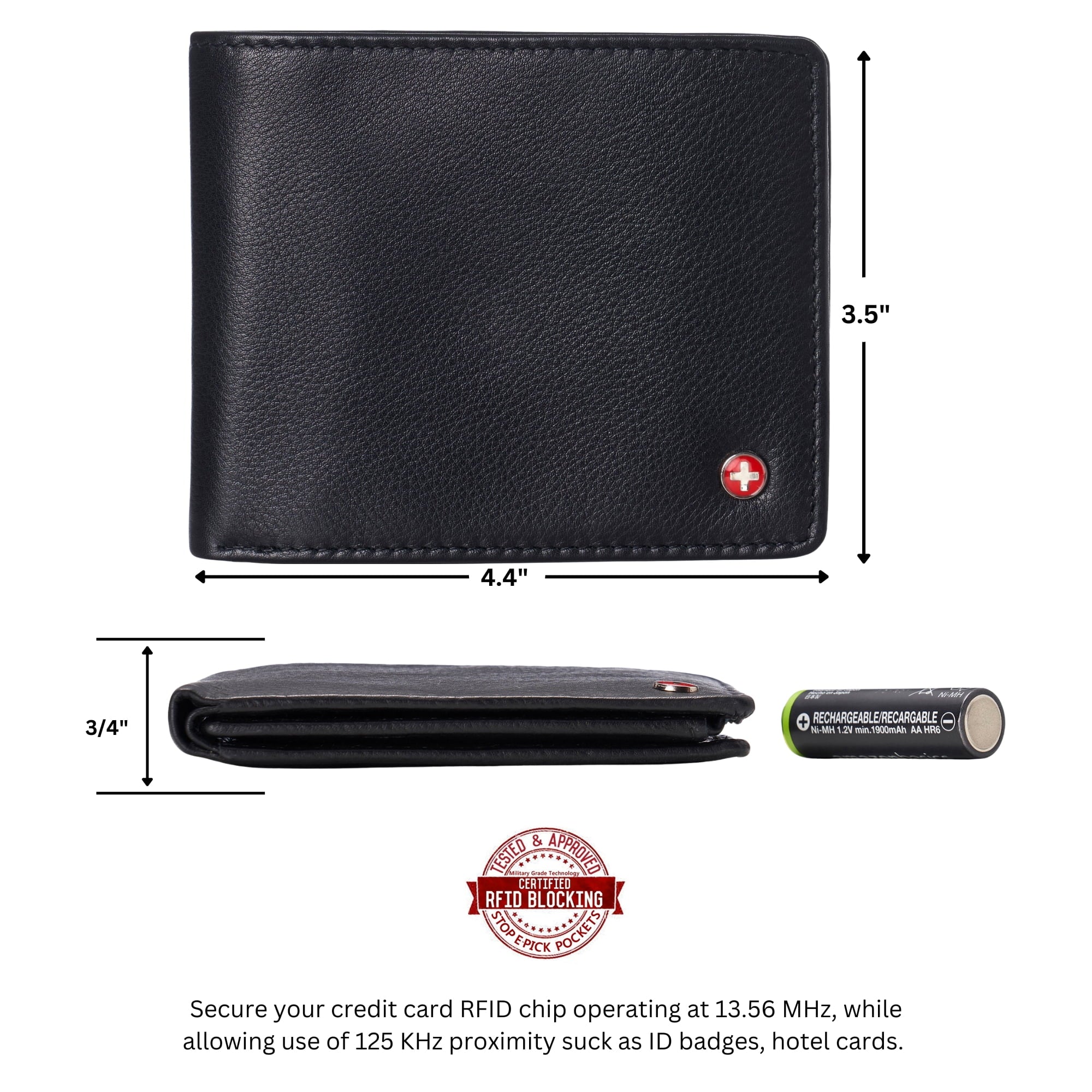Mens Wallet for Men RFID Protected Leather Mens Wallet Spencer Bifold Divided Bill Section Gift Box 2 ID Windows 14 C... - Image 3