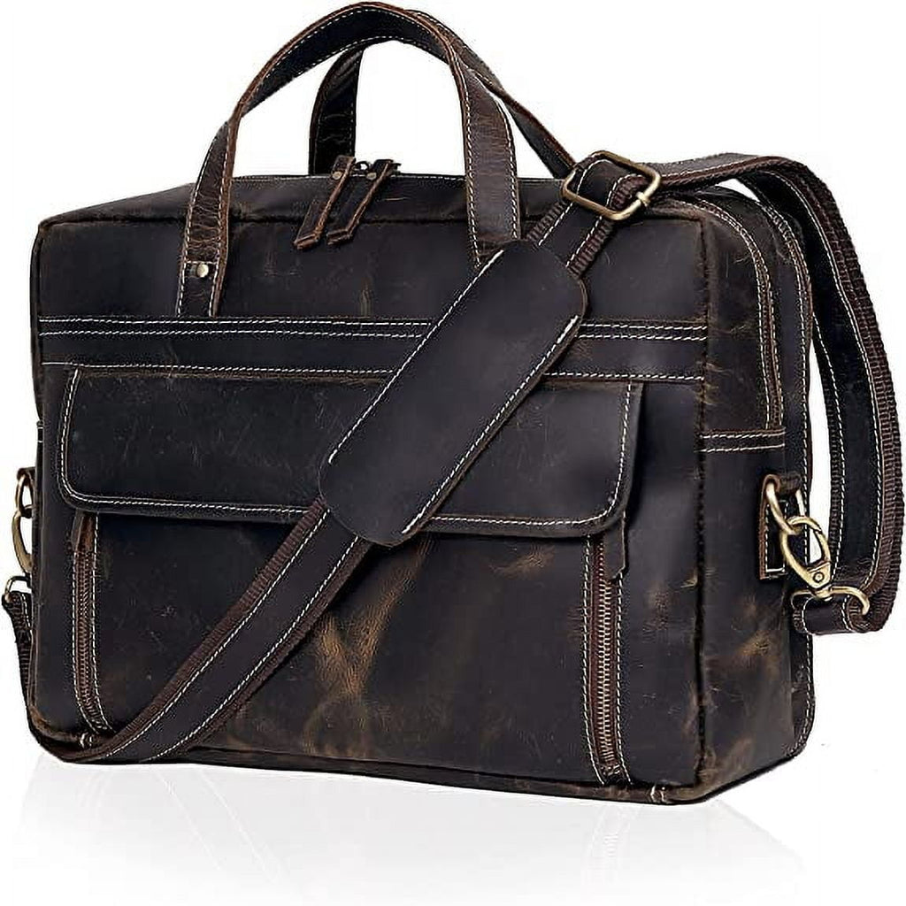 18 Inch Leather briefcases Laptop Messenger Bags for Men and Women Best Office School College Satchel Bag