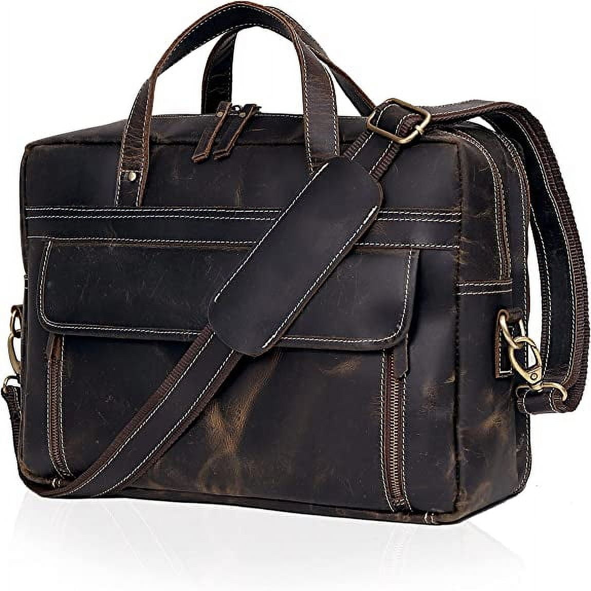 18 Inch Leather briefcases Laptop Messenger Bags for Men and Women Best Office School College Satchel Bag