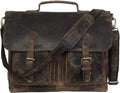 18 Inch Retro Buffalo Hunter Leather Laptop Messenger Bag Office Briefcase College Bag Leather Bag for Men and Women (18 inch)