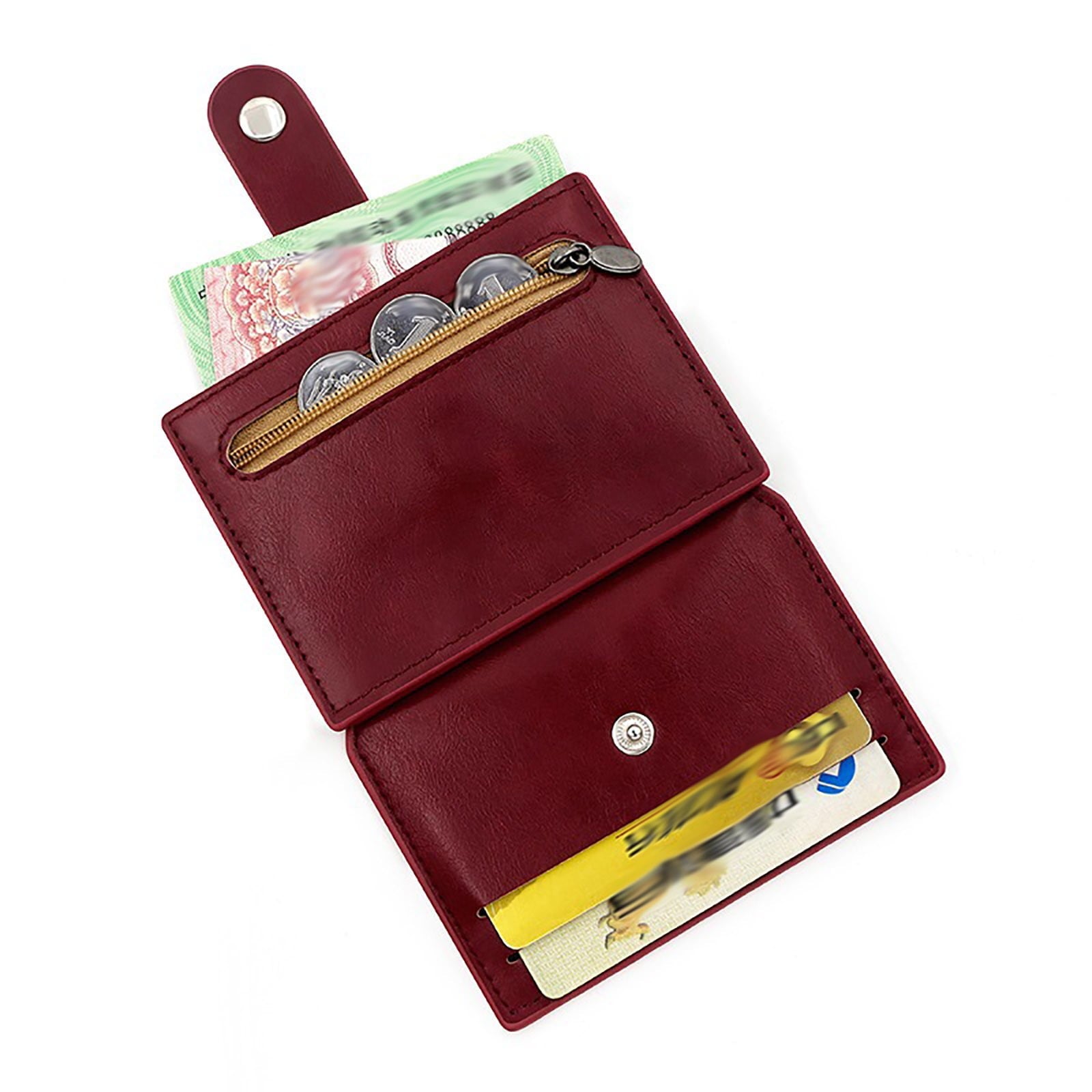 Womens Mens Faux Leather Slim Credit Debit Card Holder RFID Blocking Driver License Holder Zipper Pockets - Image 4
