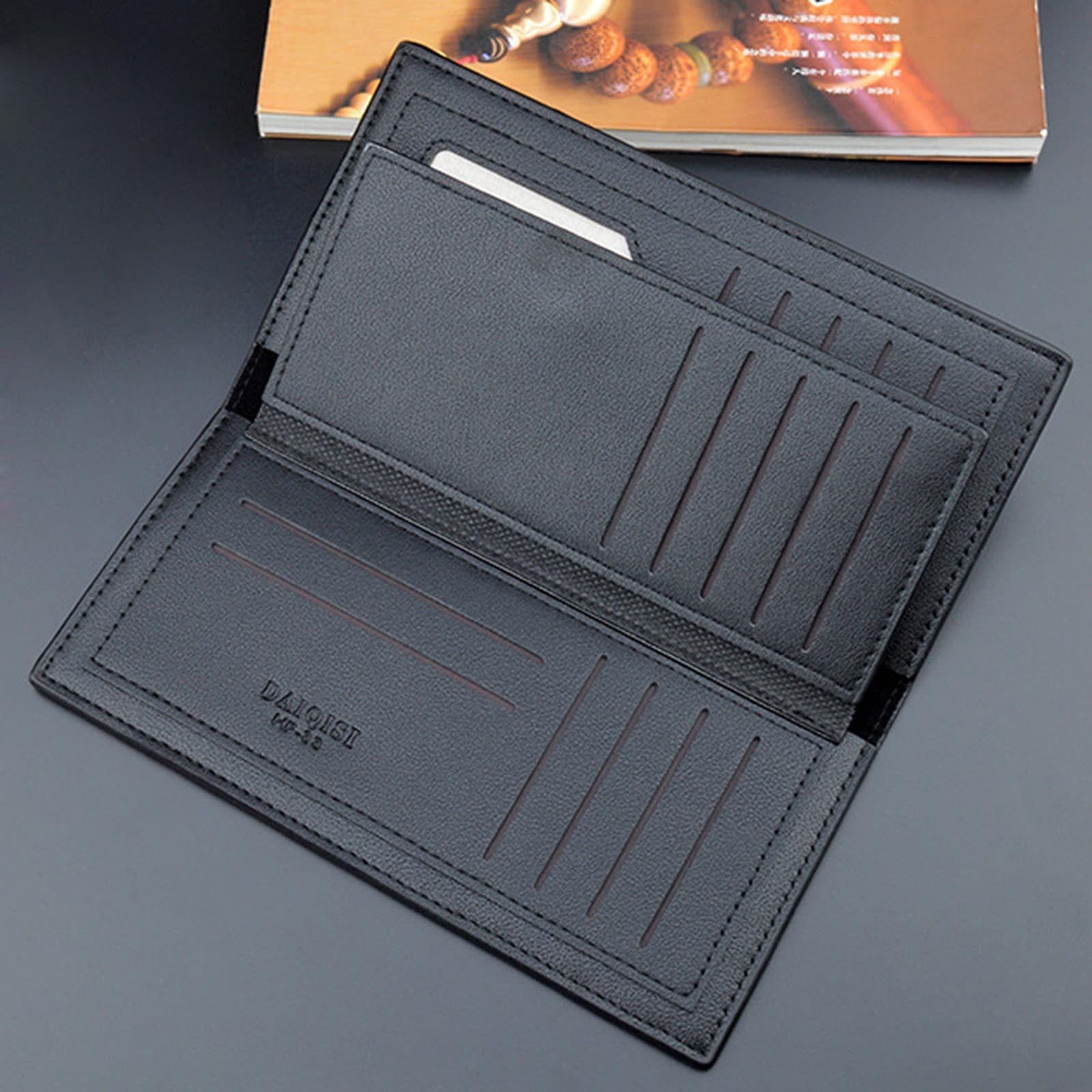 For Men Slim Leather Checkbook ID/Credit Card Holder Bifold Wallet - Image 5