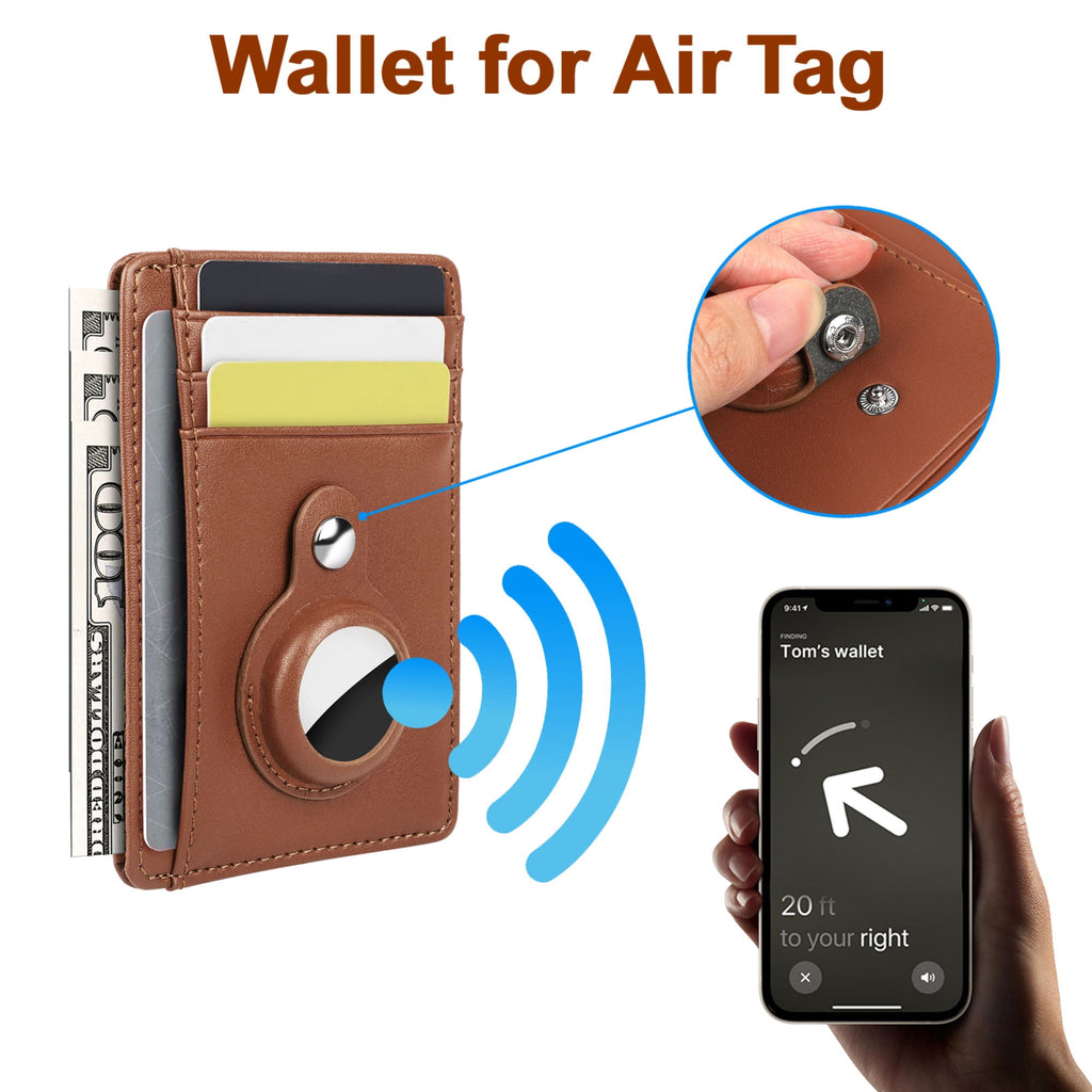 Credit Card Holder Fit for AirTag, Slim RFID Blocking Leather Wallet with 8 Slots and Tracker Slot for Men Women - Image 3