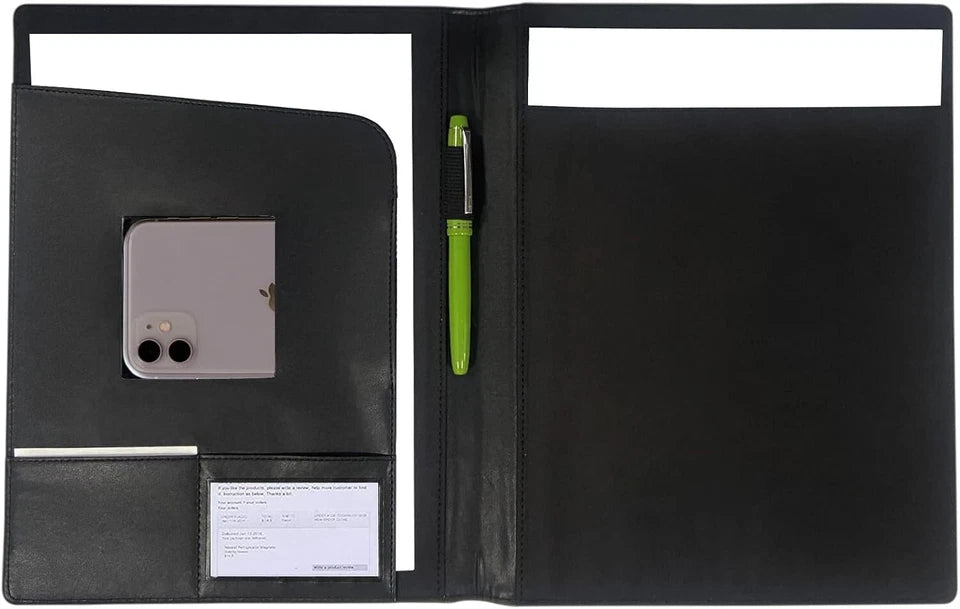 Leather Padfolio Business Portfolio Notebook Binder Office Organizer & Writing - Image 2
