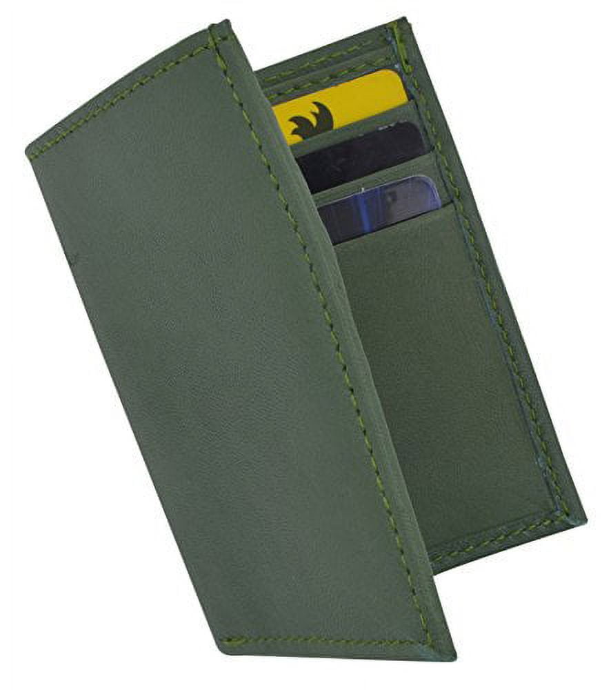 Men's Mini Slim Thin Bifold Genuine Leather ID Card Bill Holder Wallet (Green) - Image 6