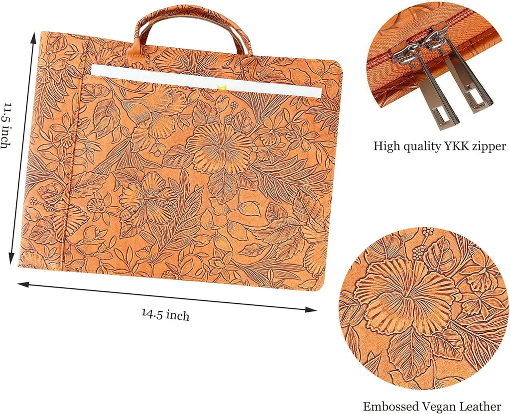 7 Ring Check Binder Vegan Leather Portfolio for 3-Up Business Size Checks, with Handle and Zippered Briefcase with 500 Check Capacity，9 x 13 - Image 6