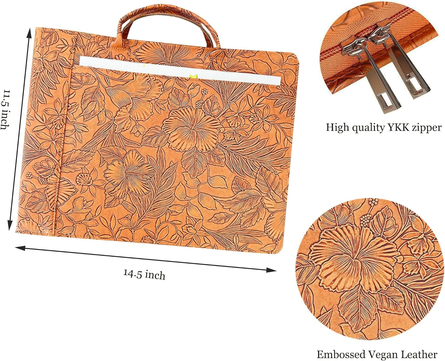 7 Ring Check Binder Vegan Leather Portfolio for 3-Up Business Size Checks, with Handle and Zippered Briefcase with 500 Check Capacity，9 x 13 - Image 6