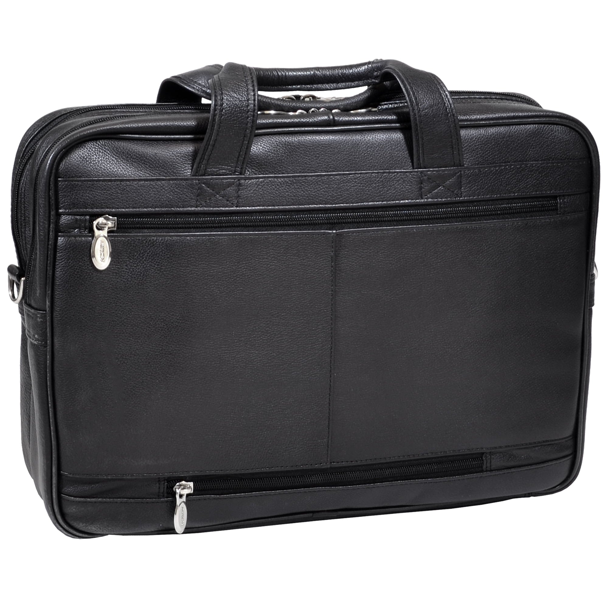 Double Compartment Laptop Briefcase, Top Grain Cowhide Leather, Black - Image 5
