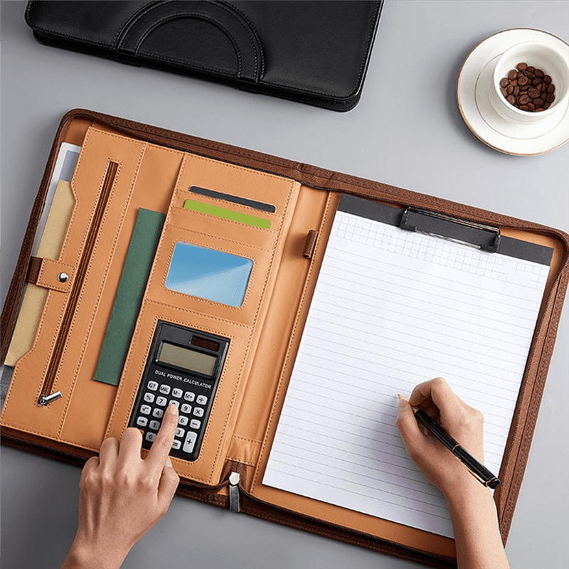 with Zipper for Women/Men, Business Padfolio with Handle, Conference Notepad Black - Image 5