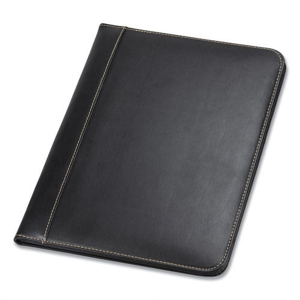 Contrast Stitch Leather Padfolio, 8 1/2 X 11, Leather, Black | Bundle of 2 - Image 2