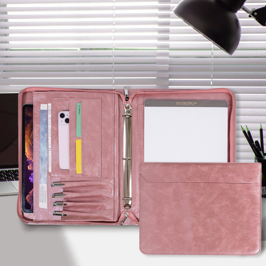 for Women, 3 Ring s 1 inch, PU Leather Padfolio Folder, Business Organizer with A4 Legal Pads, Thin Leather Professio... - Image 2