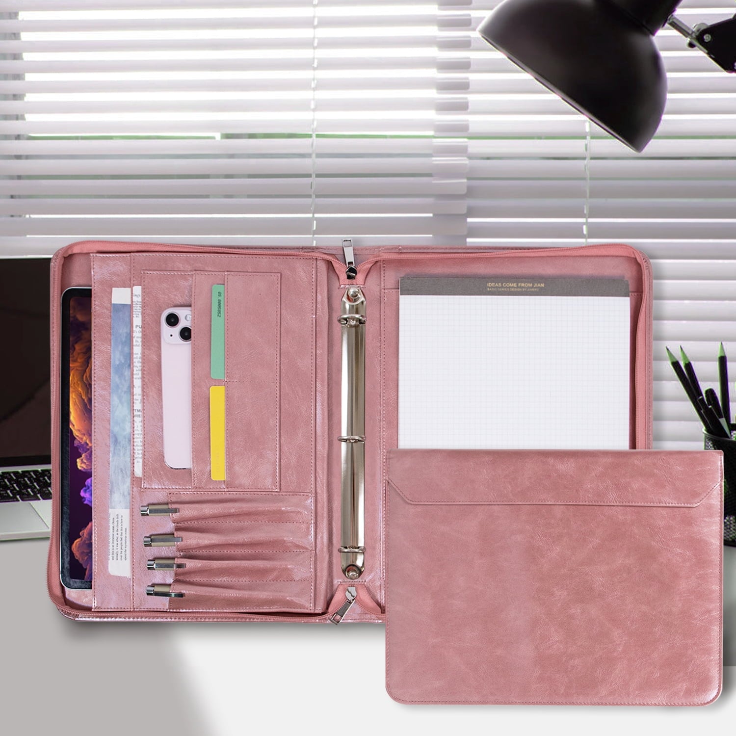 for Women, 3 Ring s 1 inch, PU Leather Padfolio Folder, Business Organizer with A4 Legal Pads, Thin Leather Professio... - Image 2