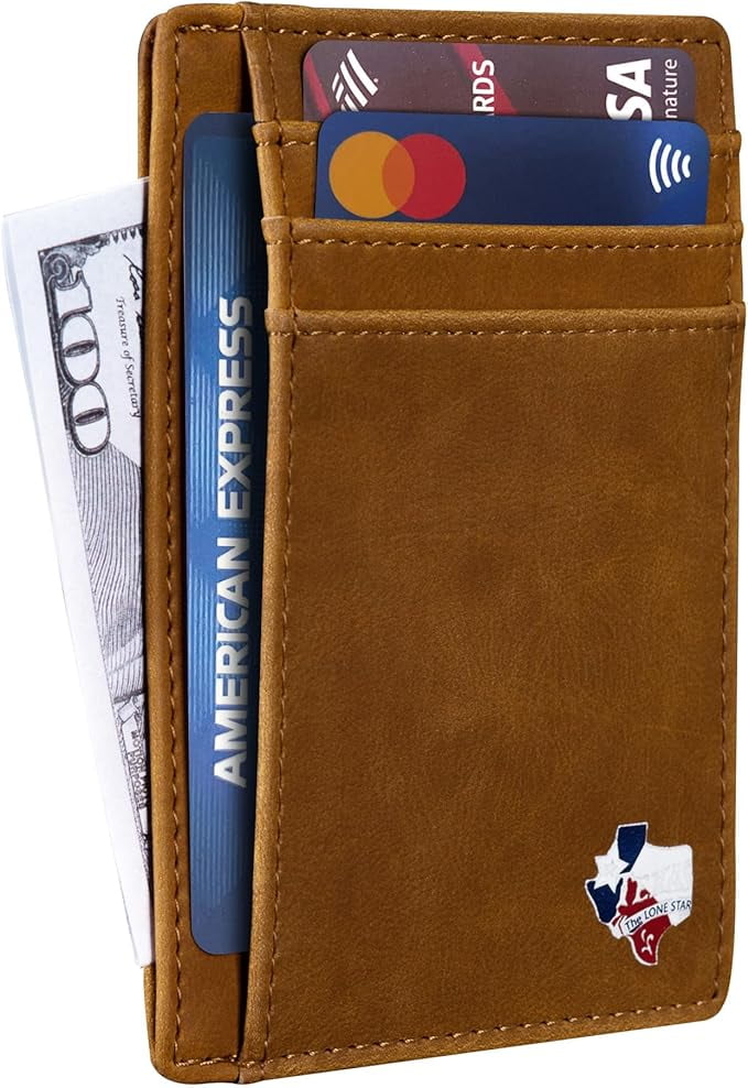 Texas Map Shape on Cardholder Slim Front Pocket Wallet, PU Leather, Khaki, Card Holder, RFID Blocking with Texas Souv... - Image 4