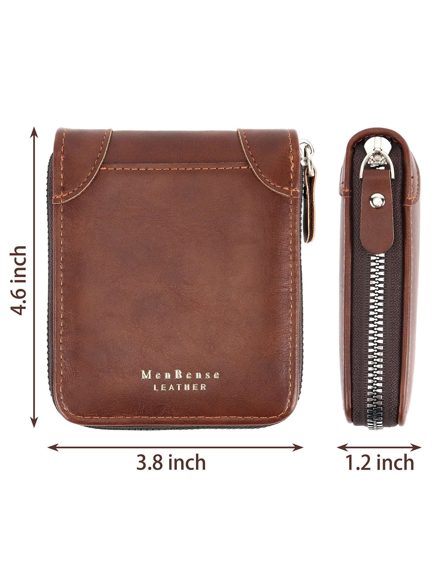 RFID Blocking Men's Leather Bifold Wallet, Brown - Image 4