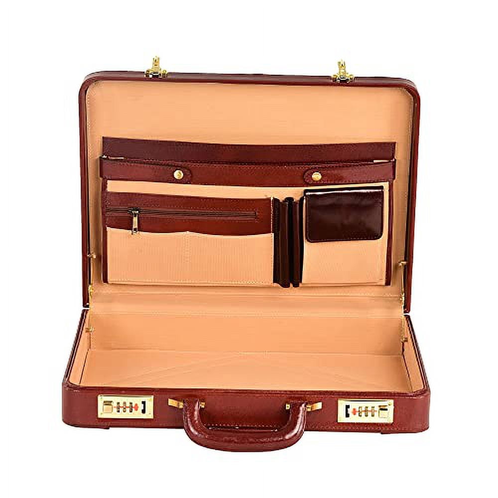 Genuine Leather Attache Briefcase Business Handbag Laptop MacBook Bag Large Doctors Briefcase - Image 3