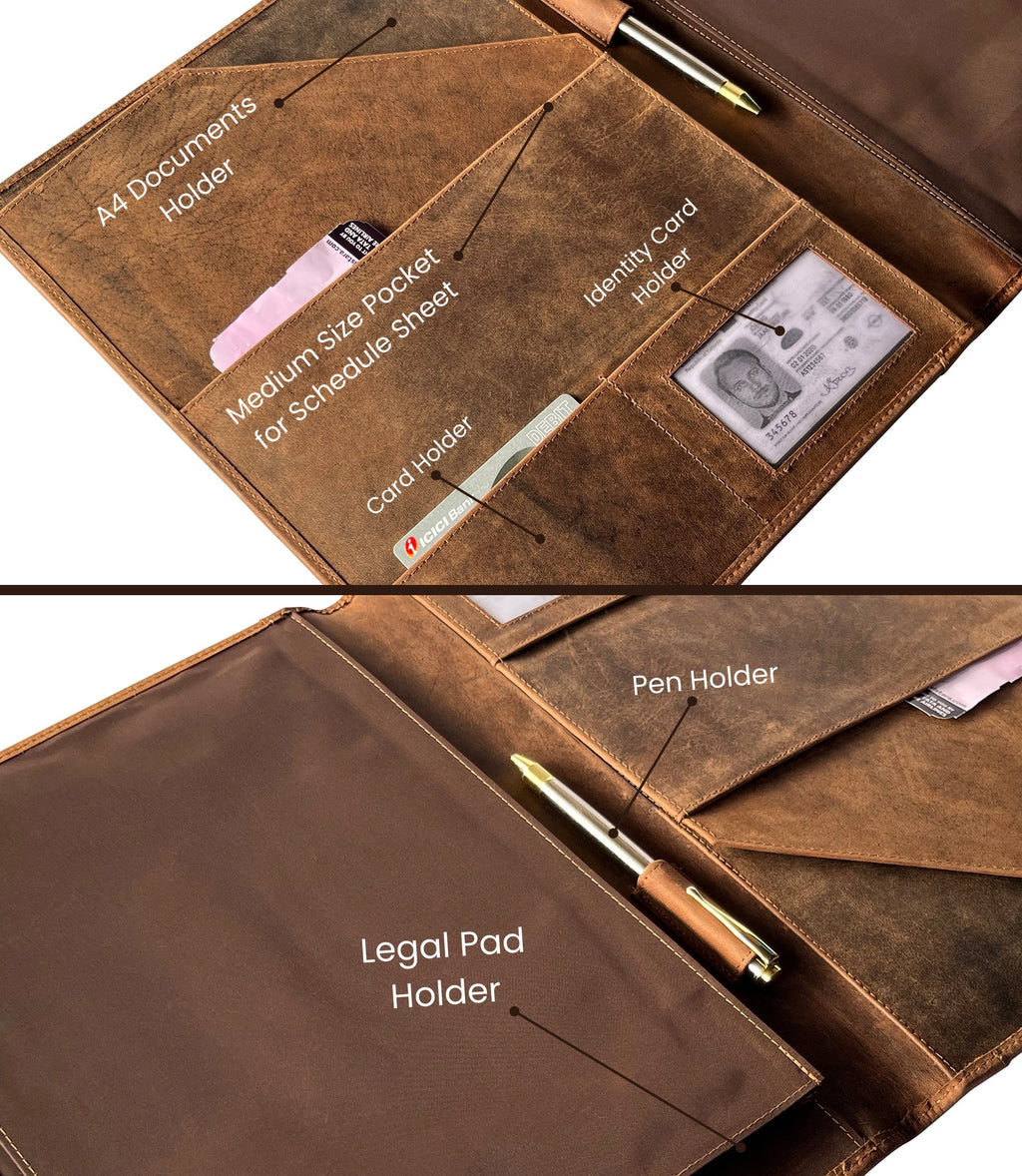 Leather Portfolio Business Padfolio Organizer Resume Document Conference Folder, Professional Notepad for Men & Women... - Image 3