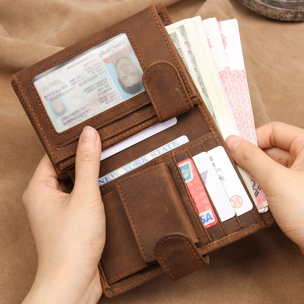 Vintage Men's Trifold Wallet Genuine Leather with RFID Blocking, Multiple Card Slots, ID Holder, Coin Pocket, Slim Mi... - Image 4