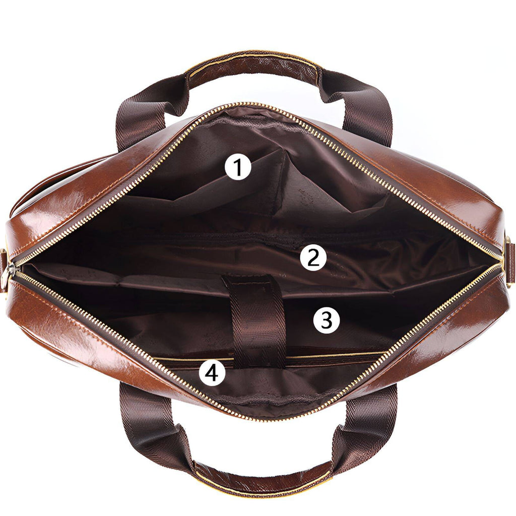 for Men,High-End Texture Leather Laptop Bag for Men,Three Carrying Options Leather Briefcase for Men,Black - Image 4