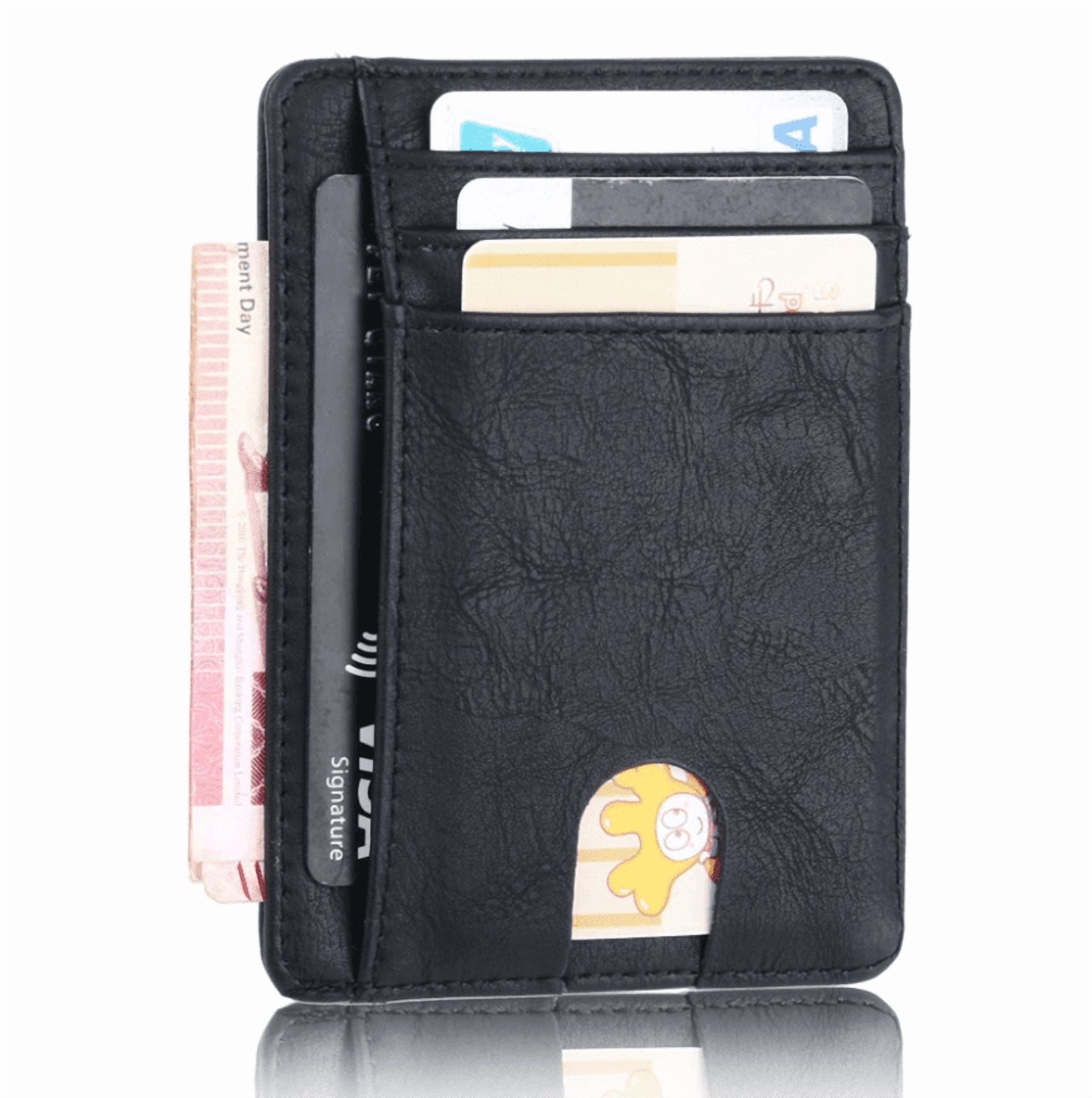 Men's RFID Blocking Slim Leather Wallet - Ultra Thin Minimalist Card Holder with 8 Card Slots, Unisex Front Pocket Mo... - Image 5