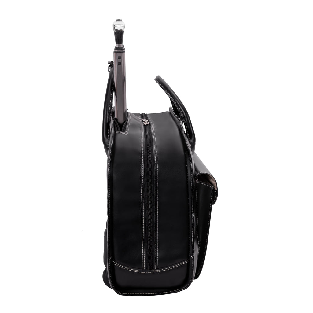 | 15” Leather Wheeled Laptop Briefcase - Image 5