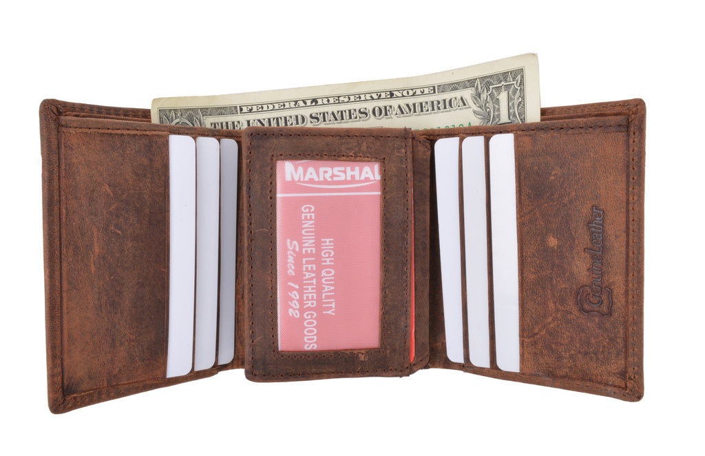 New RFID Blocking Mens Vintage Soft Genuine Leather Classic Trifold Wallet - Image 4
