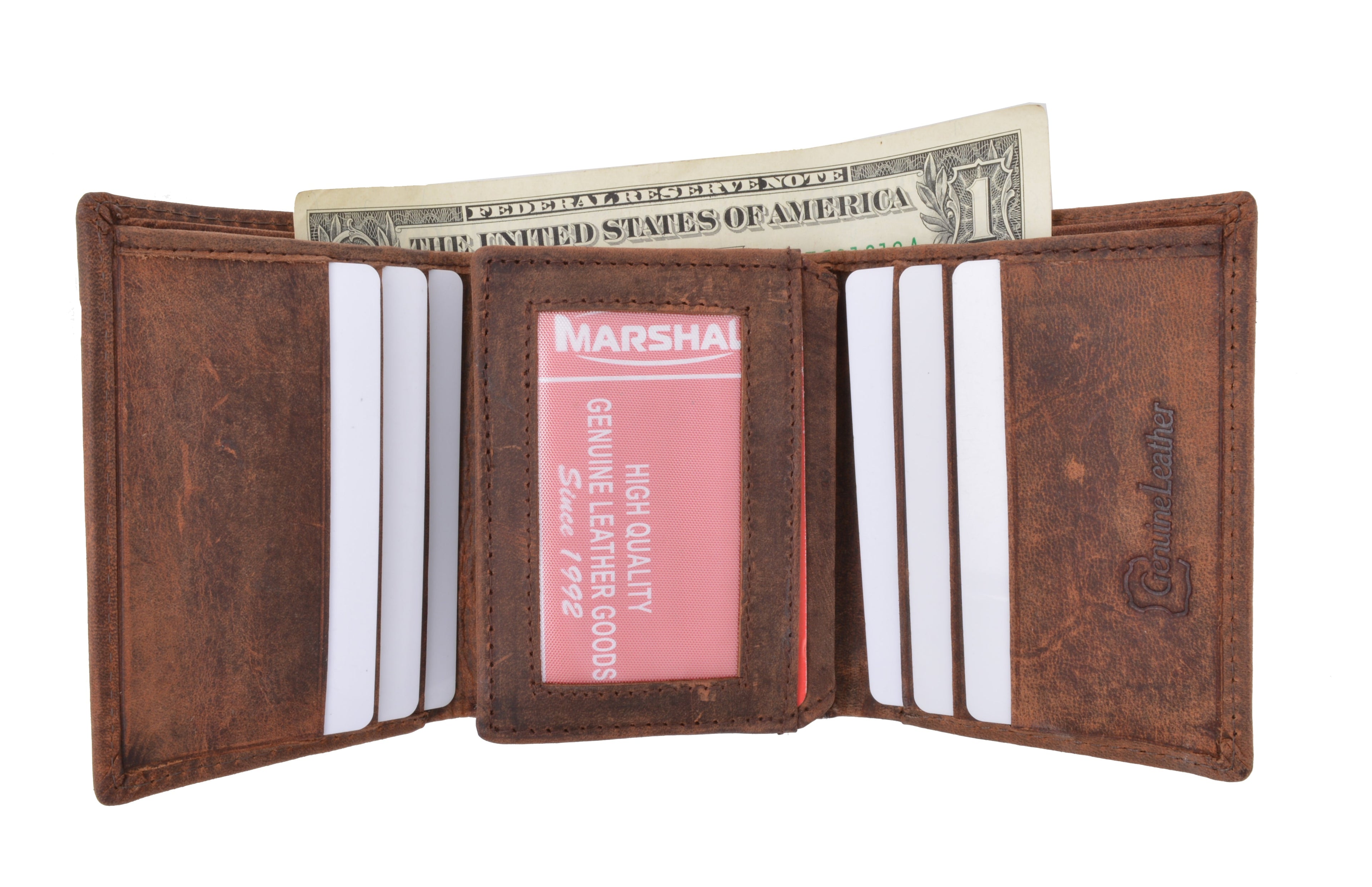 New RFID Blocking Mens Vintage Soft Genuine Leather Classic Trifold Wallet - Image 4