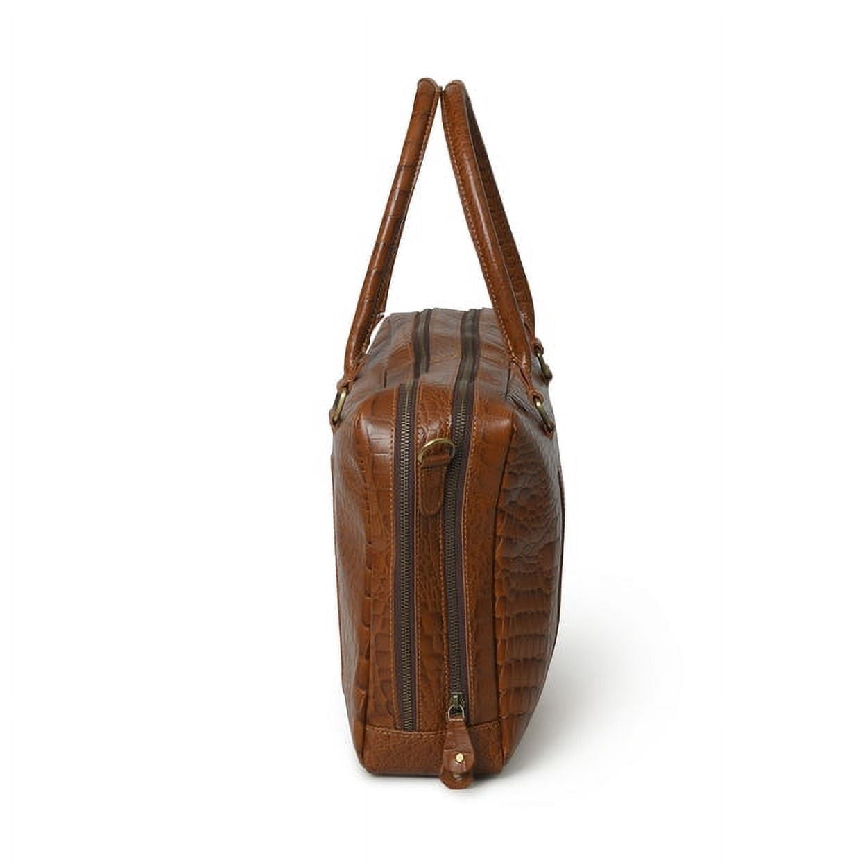 Briefcase Genuine Leather Office Bags for Men Laptop Bag Croco Pattern 15" Leather Business Handbag - Image 5